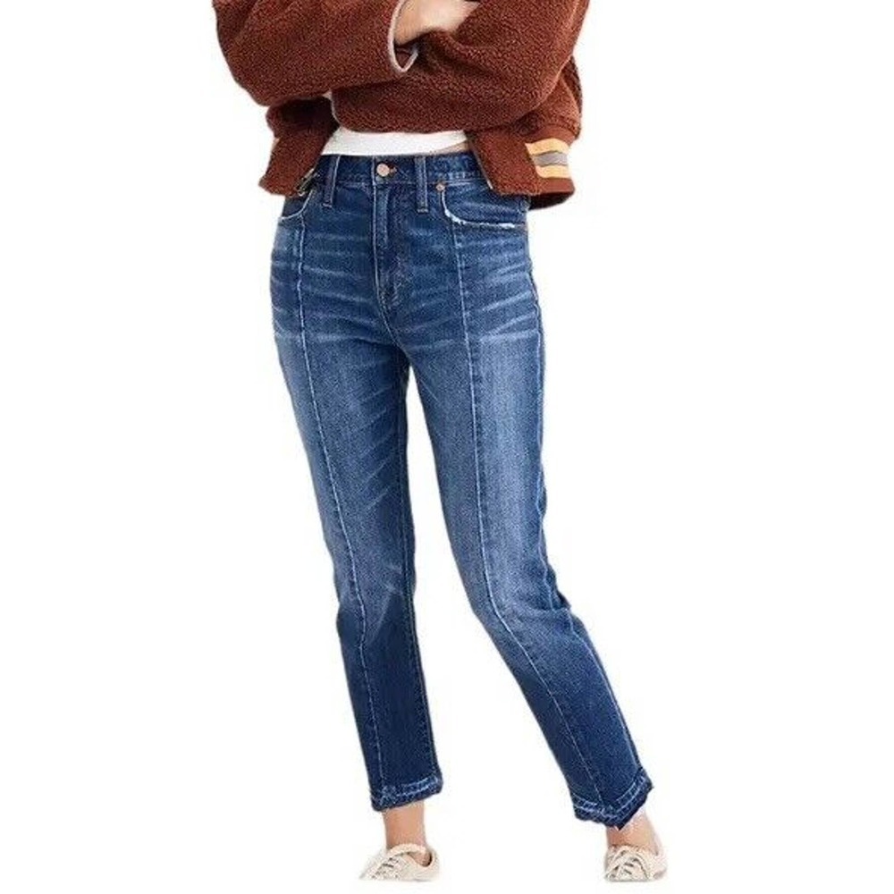 Madewell Jeans Womens 24 High Rise Slim Boyjean Seamed Edition Blue Medium Wash